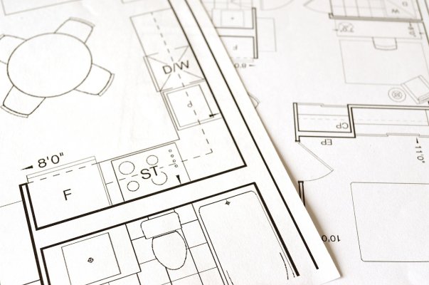 floor plans on a white paper layout